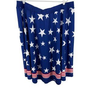 Red white blue Stars and Stripes knee length midi skirt patriotic plus size
